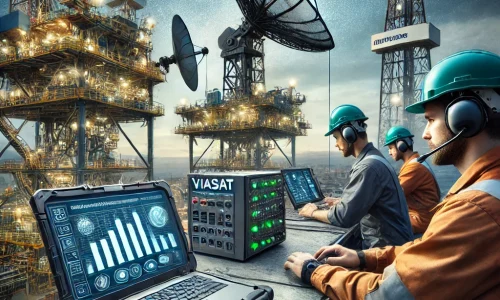 DALL·E 2025-01-29 15.32.05 – A satellite communication hub in an oil and gas facility. Engineers monitor data transmission on rugged laptops, while a Viasat Go-anywhere Pro termin DALL·E 2025-01-29 15.32.05 - A satellite communication hub in an oil and gas facility. Engineers monitor data transmission on rugged laptops, while a Viasat Go-anywhere Pro termin